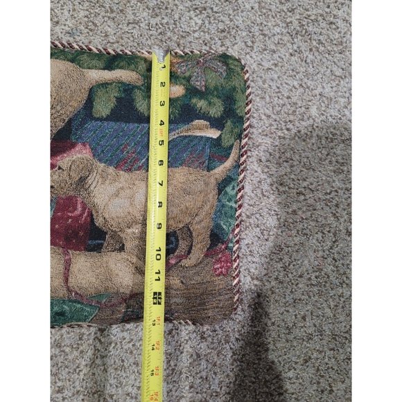 VINTAGE LAB PUPPIES DOG CHRISTMAS TAPESTRY PILLOW BY MIA LANE. PRESENTS 14" . - Picture 11 of 11